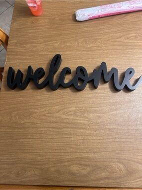 Hobby Lobby Black "welcome" Script Wall Sign